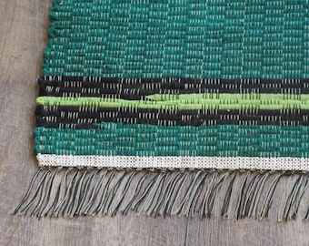 Rag Rug "Key Lime Pie" OOAK Wool Rag Rug