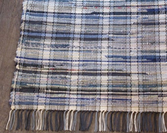 Rag Rug "Tradition in Blue XIX "   OOAK