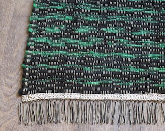 Rag Rug "Shadow Box Shamrocks" OOAK Wool rug