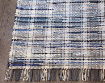 Rag Rug "Tradition in Blue XVIII "   OOAK
