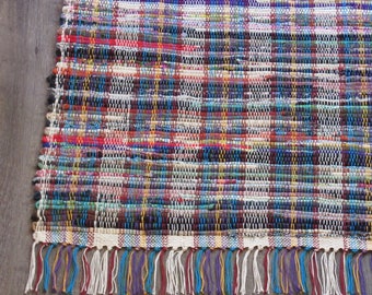 Rag Rug "Tradition in Rainbows VIII " Long Floor Runner   OOAK