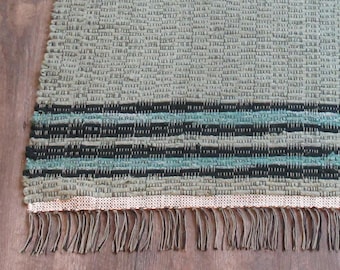 Rag Rug "Leaves of Green" OOAK Wool Rag Rug