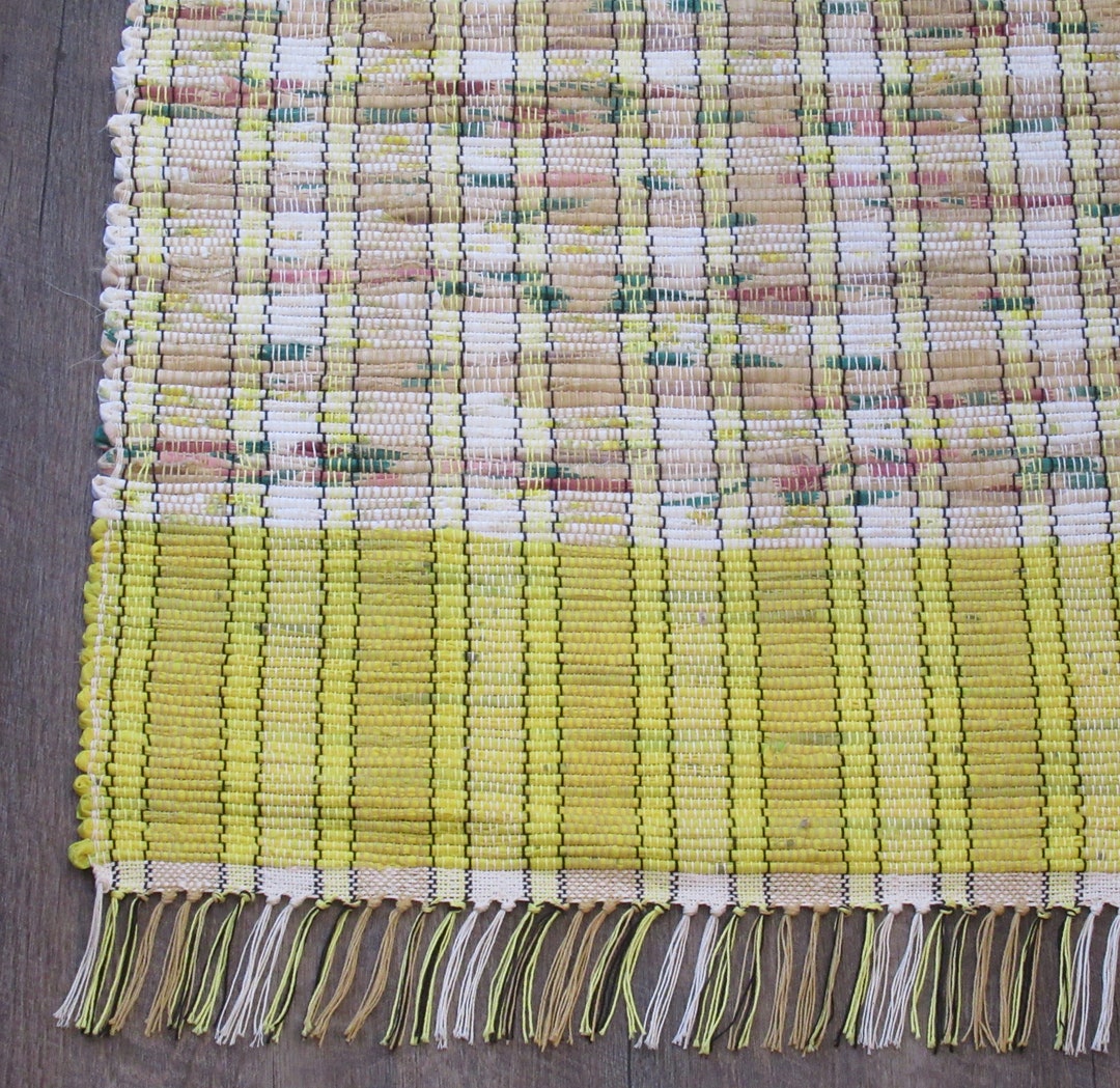 Rag Rug Yellow Bird OOAK Etsy