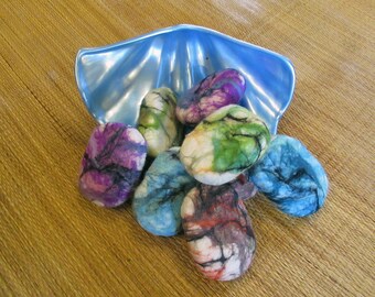 Felted Bath Soap in Palettes of Green, Blue, Purple or Reddish Brown