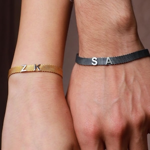 Juego de pulseras con letras para parejas, pulseras personalizadas a prueba de agua para parejas, pulseras para él y para ella, pulseras para amantes, regalo para parejas, pulseras de la amistad
