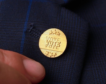 Vote Pin, Political jewelry, Presidential election, Hammered Vote brooch, election 2024, American Pride Election Brooch, Political Activism