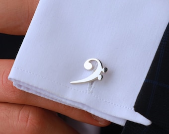 Gemelos de plata con clave de sol, regalo para músicos, gemelos musicales