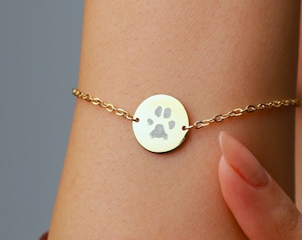Pulsera con huella de pata de perro y gato, regalo personalizado para ella, amantes de los animales, regalo conmemorativo para mascotas, pulsera para perro, pulsera para gato, regalo de Navidad