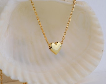 14K Solid Gold Love necklace, Heart Women&#39;s Pendant Necklace, Necklace, , Minimalist Heart Necklace, Mother&#39;s Day Gift, Valentine&#39;s Day Gift