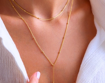 Layered Necklace Set, Satellite Chain Necklace, Simple Gold Necklace, Everyday Necklace, Angel Necklace, Stacked Necklace,