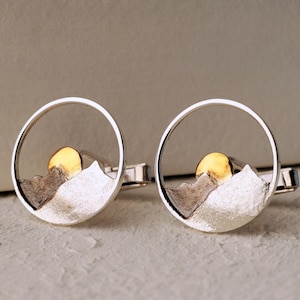 Gemelos para novios, gemelos con letras de Silver Mountain, gemelos de plata, regalo para novios, gemelos, regalos de gemelos de Navidad, regalo para novios