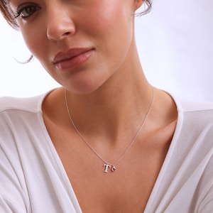 Collar inicial de oro con piedra de nacimiento, joyería personalizada, colgante de letra personalizada, regalo de piedra de nacimiento para ella, collar diario delicado