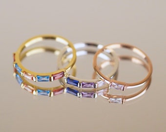 14K Solid Gold Birthstone Ring, Birthstone Ring in Sterling Silver, Gold, Rose Gold, Mothers Day Gift, Personalized Gift, Birthstone Jewelry