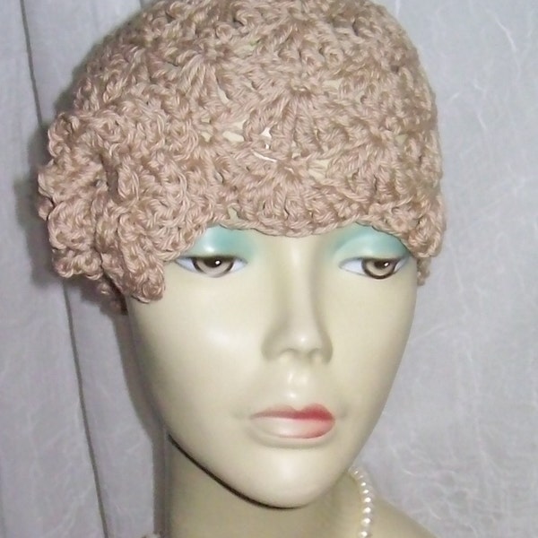 Wheat Cotton Cloche 1920s Flapper Hat Rose