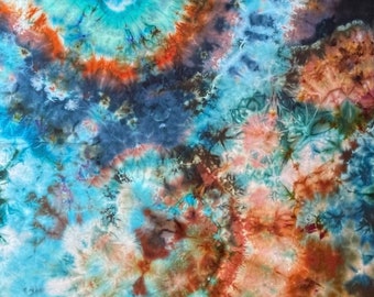 25 x 43 inch Ice Dyed Kona Cotton Hand Dyed Fabric/Tye Dye/Tie Dye/Abstract/Quilting/Upholstery Fabric/Interior Designer Fabric