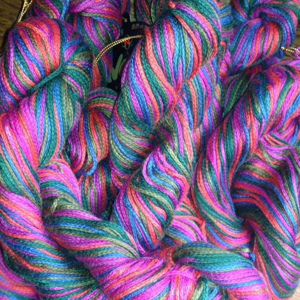 10 Skeins of NORO Lily Cotton & Silk DK Weight Yarn- MULTI Colors Pink, Blue, Green, Red  # 120 Dye Lot A