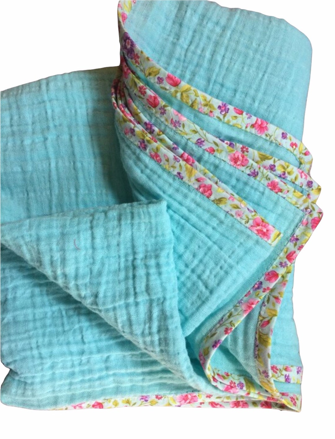 Cotton Muslin Gauze Swaddle Blanket Wrap Floral Print Bias Etsy