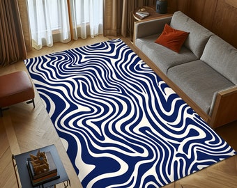 Indigo Style Rug, Blue And White Rug, For Living Room, Kitchen Rug, Area Rug, Non Slip, High Quality, Top Seller