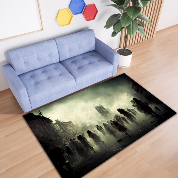 Zombie Themed Rug, Zombie Apocalypse, Walking Zombies, Zombie Invasion, Surivors, Carpet, High Quality, Non Slip