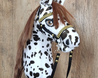 Realistic Hobby Horse on stick for kids | Premium Hobby Horse with hair  | Hobby Horse in the spotted color with black accessories