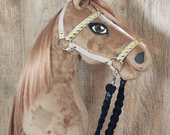 Realistic Hobby Horse on stick for kids | Premium Hobby Horse with hair  | Hobbyhorse caramel with black and beige accessories