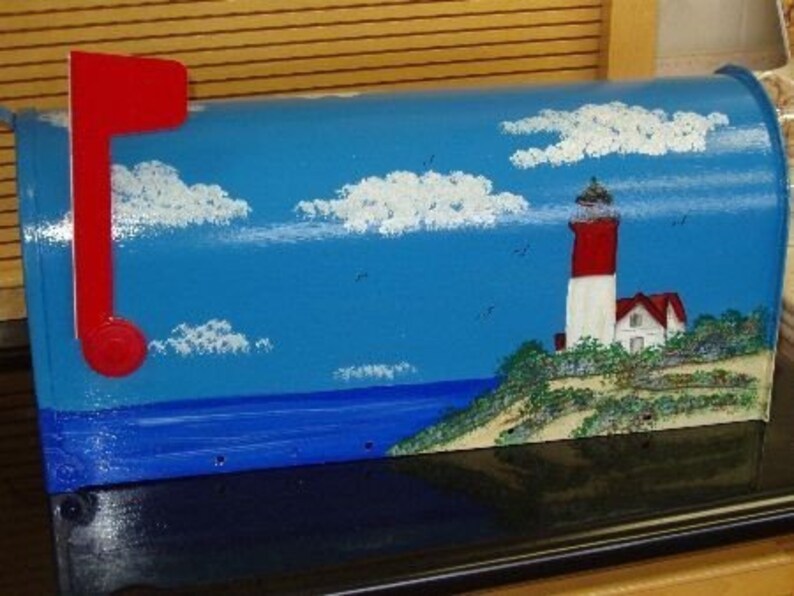 Handpainted Lighthouse Design Mailbox Etsy