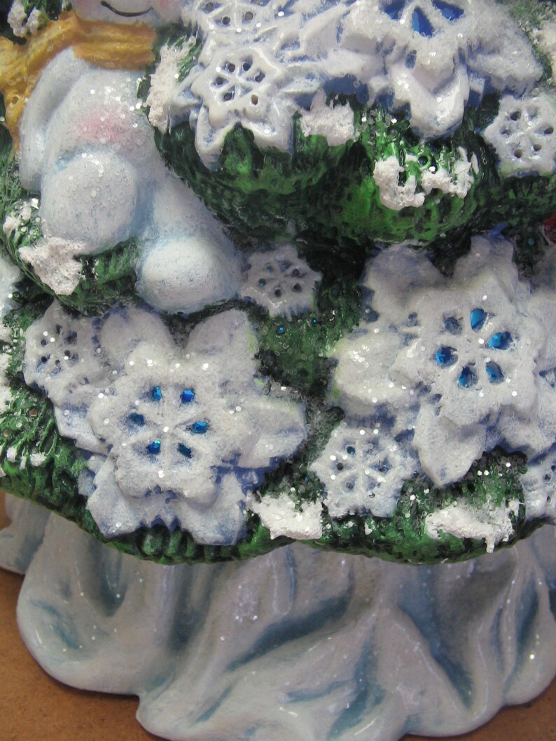 Ceramic Hand Painted Snowman Christmas Tree Lighted Tree Etsy
