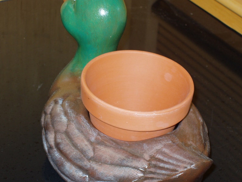 Ceramic Mallard Duck Flower Pot Handcrafted Hand Painted With Terra Cotta Flower Pot