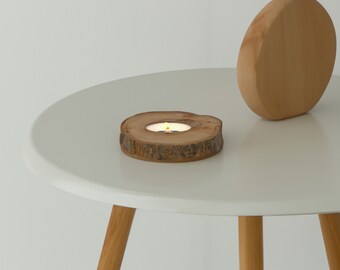 handmade candle holder made of natural wood