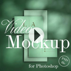 Videomodel voor visitekaartjes | Groen | Naadloze loopvideo | Merk | Gemakkelijk te bewerken | PSD-bestand | Visitekaartje Video Mockup