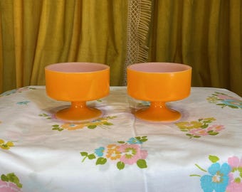 Federal Colored Milk Glass Footed Sherbet Orange set of 2