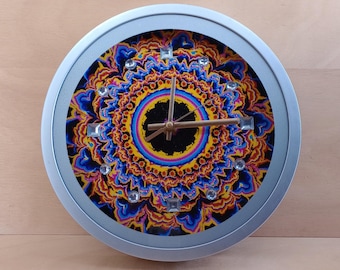 LED Wall Clock with Mandala 02 or Abstract Art | Remote-Controlled Light-Up Clock | USB or Battery Powered | 23x23 cm | Home Decor Gift