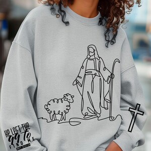 Christian line art svg png He left the 99 to find me, Jesus svg, Christian shirt, Bible verse, Religious Gift, digital download