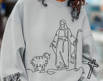 Christian line art svg png He left the 99 to find me, Jesus svg, Christian shirt, Bible verse, Religious Gift, digital download