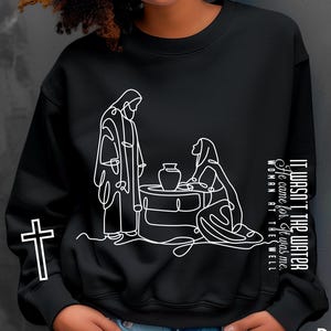 Samaritan Woman Christian svg png, Woman at the well png line art, Jesus line art, Bible verse, digital download