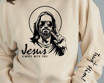 Conception numérique de Jésus toujours avec vous svg png, signe de paix de Jésus png svg, art chrétien moderne, téléchargement numérique