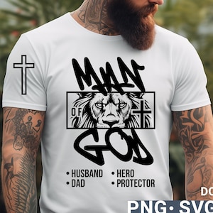 Hombre cristiano de Dios svg png Diseño de fe, camiseta cristiana de papá svg, regalo para esposo, camiseta del día del padre, cumpleaños de papá svg, descarga digital