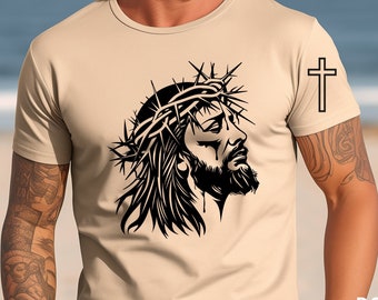 Conception de chemise chrétienne de sublimation de png de svg de portrait de Jésus, svg chrétien, téléchargement numérique