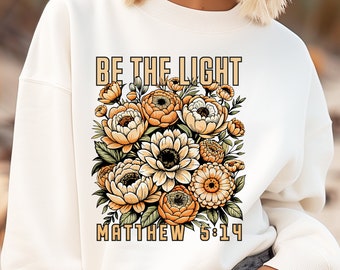 Vintage christian design be the light floral png, Christian png, Faith png, digital download
