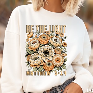 Vintage christian design be the light floral png, Christian png, Faith png, digital download