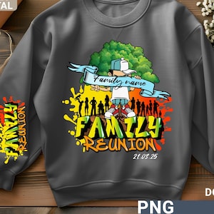 Diseño de sublimación retro PNG de reunión familiar, archivo PNG de CAMISETA de reunión familiar, descarga digital
