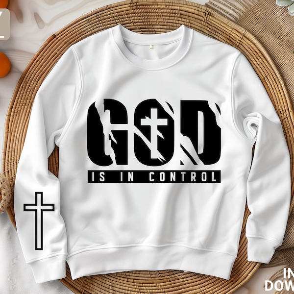 DIOS ESTÁ EN Control Svg Png, Diseño de camisa cristiana, Png del Día de la Madre, Diseño de fe, Versículo bíblico, Jesús Png Svg, descarga digital