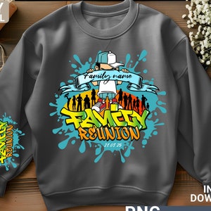 Diseño de camisa de sublimación png de reunión familiar, personalizado con su apellido, descarga digital de reunión familiar