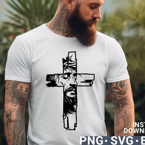 Jesus Cross Svg Png Christian Men Shirt Sublimation Design, Christian ...