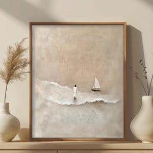 Jesus walk on water minimalist wall art: Christian, Faith, Religious, Bible verse (digital download)