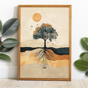Parable of the Mustard Seed, Kingdom of Heaven, Christian Art, Jesus Poster, boho Christian, Mustard Tree Print, digital download