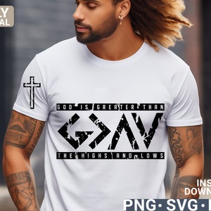 Gott ist größer als die Höhen und Tiefen SVG Png Shirt Design, christliches SVG, Gott SVG, Bibelzitat, religiöses Design, digitaler Download
