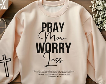 Pray More Worry Less SVG PNG, Christian Svg, Prayer Svg, Religious Svg, Faith Svg, digital download