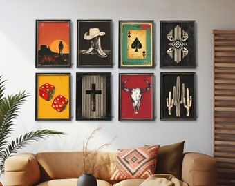 Vintage Western Wall Art Print Set, Southwestern Decor (Digital Download)