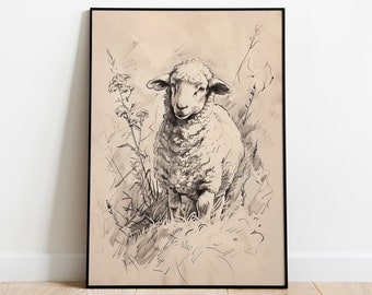 Parable of The Lost Sheep, Lost sheep pencil sketch, Bible art, biblical wall art, Bible painting, Bible poster, digital download